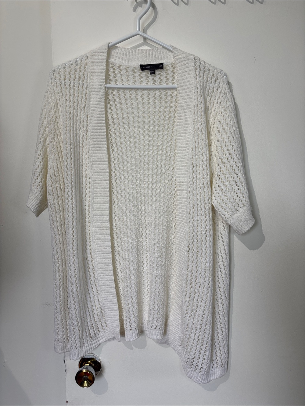 🎉4/30$🎉 Classic Editions Cream Open-Knit Short-Sleeve Cardigan